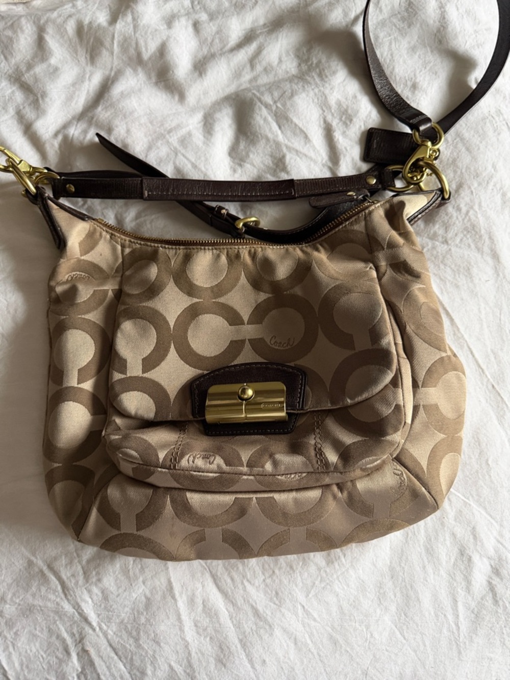 Coach Kristin Signature Op Art Sateen Hobo Bag
